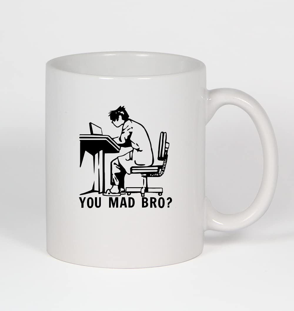 Knick Knack Gifts You Mad Bro? Anime H - 11oz Ceramic White Coffee Mug