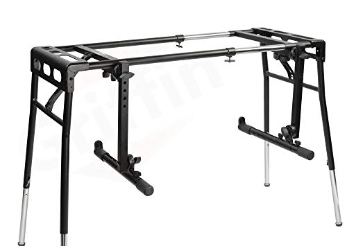 Griffin 2-Tier Dj Coffin Workstation Stand | Double Table Top Keyboard & Laptop Holder | Duel Level Digital Piano Rack Mount Platform For Studio Mixer Controllers, Turntable, Speakers, Stage Equipment #TOP7