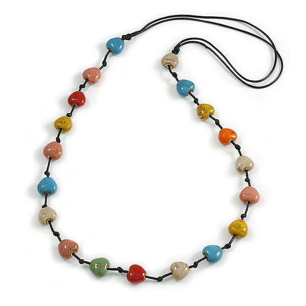 Collier long céramique Avalaya léger anti-irritation perles cœur - 5