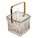 Creative Co-Op 24-Ounce Textured Glass Ice Bucket with Handle and Tongs, Clear/Gold