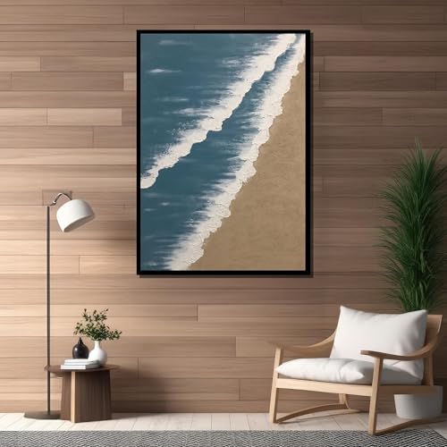 Tableau texturé de vagues XINBAO 50x75 cm décoration murale turquoise - 4