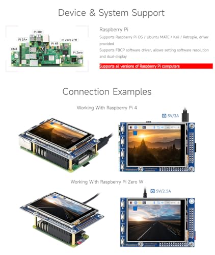 Image of Waveshare 2.8inch Resistive Touch Screen TFT LCD, Compatible with Raspberry Pi 5 /4B /3B /Zero /Zero W /Zero 2W /Pico /Pico W /Pico WH, 320x240 Resolution