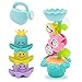 Lydaz Bath Toys, Kids Flower Waterfall Water Station, Stacking Cups and Watering Can Plus Bath Toy Organizer, Strong Suction Cups Bathtub Toy for Toddlers Baby 1 2 3 Year Old