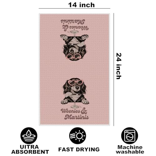Image of Dachshund Kitchen Towels with Wine Bottle Stopper 24x14 Inch, Dachshund Gifts Reusable Dish Towels for Kitchen Living room Bars Decor, Wine Gift Weiner Dog Gifts for Women Men Christmas Birthday Gift