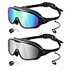 Lorrtta Wide Vision Swimming Goggles 2 Pack, Wide View Anti Fog & UV Protection Goggles Swimming Adult Clear Vision Swim Goggle Adult Men Women No Leaking Fit