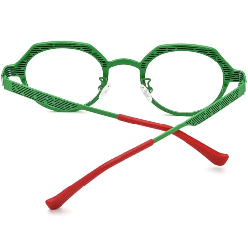 Image of FONEX Colorful Pure Titanium Glasses Frame Women Retro Round Eyeglasses