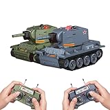 YounggDiy 1/64ミニRCバトルタンク、フルプロポーショナルリモートコントロール軍用車両赤外線戦闘モード、回転タレットとトラックドライブ、USB充電付き合金ボディ