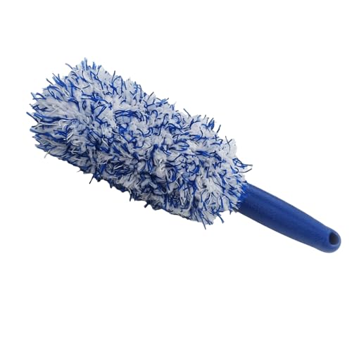 MALSSE Spazzola efficiente in morbida microfibra per cerchioni pulisce i cerchioni di auto e moto senza graffi per la casa e l'ufficio spazzola per ruote con manico lungo