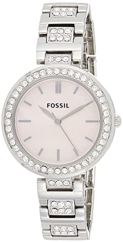 Fossil Montre Quartz Femme 34.00mm avec Cadran Argent analogique et Bracelet en Bracelet en Acier Argent BQ3182