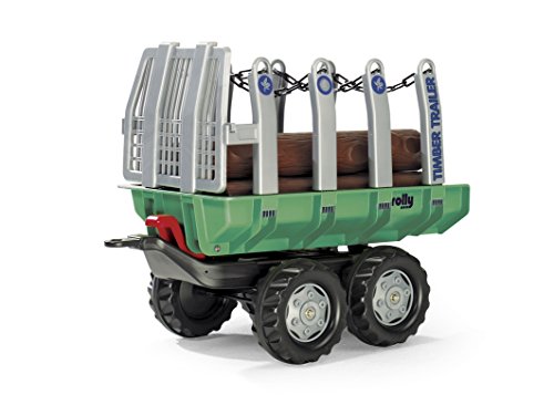 Rolly Toys rollyTimber Trailer (für Kinder von 3 - 10 Jahre, Zweiachsanhänger, Kippanhänger, mit Holzstämmen) 122158