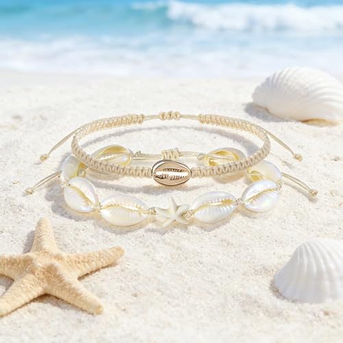Image of Shell Anklets for Women Shell Beach Jewelry Accessories White Pink Black Flower Ankle Bracelet Summer Vacation Dress Outfits