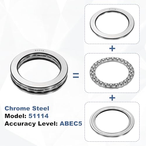 Roulement à billes de poussée 51114 axial une rangée acier chromé ABEC5 70x95x18 mm - 3