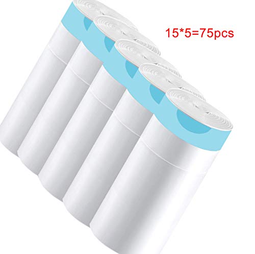 Bolsa de basura con cordón Bolsa de basura engrosada Bolsas de basura coloridas Bolsas anti-roturas Fácil de transportar Adecuado para oficina Baño Cocina Dormitorio Sala de estar 5 rollos (blue)