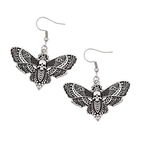 Sacina Gothic Goth Grunge Butterfly Luna Moth Skull Earrings, Gothic Emo Punk Grunge Earrings, Goth Jewelry, Halloween Christmas Jewelry Gift For Women - Main Image