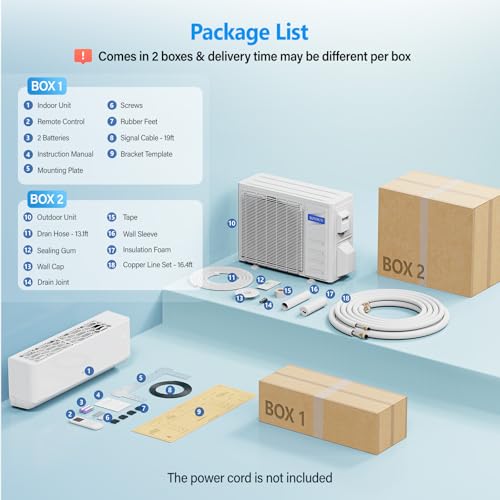 Image of ROVSUN 9,000 BTU Smart WIFI Mini Split AC /Heating System with Inverter & APP Control, 23 SEER2 Ductless Split Air Conditioner with Pre-Charged Condenser, Heat Pump & Installation Kit, 115V