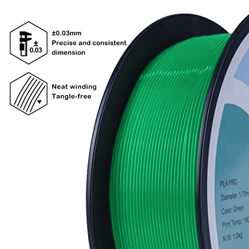 Image of ZIRO PLA PRO Basic Color Series, 1.75MM 1KG3d Printing Material, Green | Fit for Most FDM 3D Printer, 1.75mm 1KG Spool, Dimensional Accuracy + /-0.03mm, Colorful PLA FilamenT
