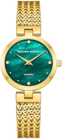 GOLDEN MAPLE Dainty Gold Watch for Women: Mother of Pearl Dial wi...