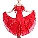 Yhhsgscr Ballroom Big Swing Skirt Modern Dance Dress for Women Banquet Dancewear National Standard Training Outfit,Red,XXL