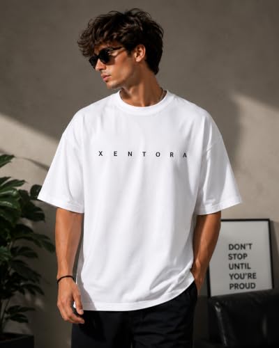 Image of Hindi Print Oversized T-Shirt for Men, White