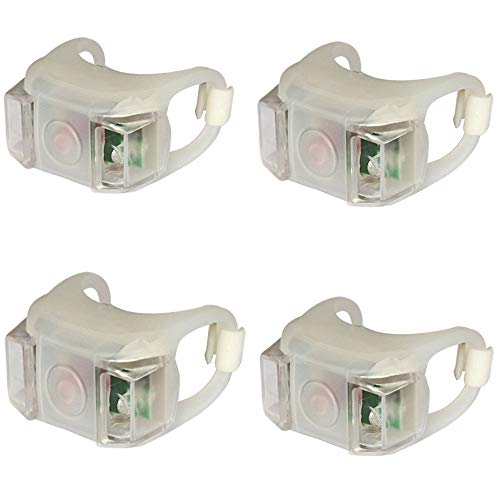 JPOJPO 4ps Bicycle Light, Silicone LED Bike Light Set Headlight Taillight Waterproof Light White