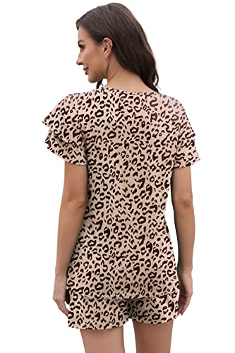Image of WIHOLL Summer Outfits for Women 2 Piece Short Sleeve V Neck Lounge Sets Casual