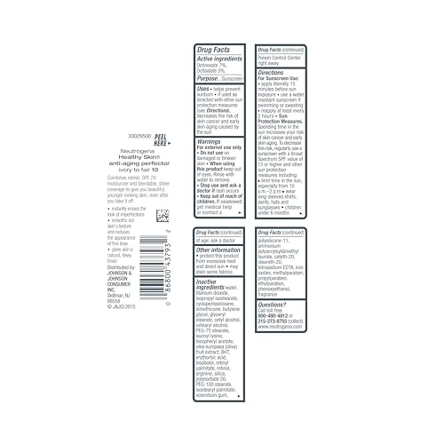 Image of Neutrogena Healthy Skin Anti-Aging Perfector Tinted Facial Moisturizer and Retinol Treatment with Broad Spectrum SPF 20 Sunscreen with Titanium Dioxide, 10 Ivory to Fair, 1 fl. oz