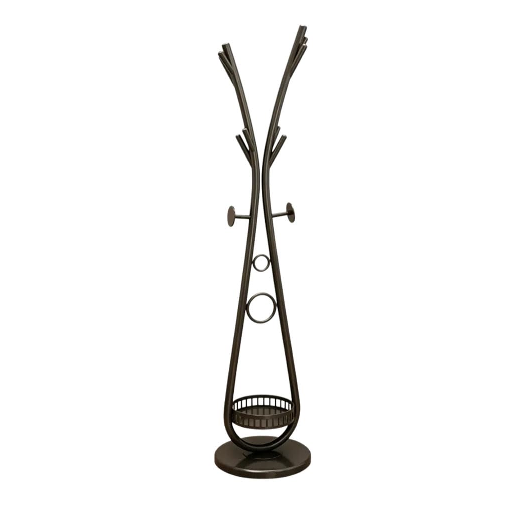 HRGKLMN Wardrobe Coat Stand Floor Standing Metal Antler Design, Modern Coat Rack Stable with Shelf Rings, Elegant Jacket Stand for Entrance Area Bedroom,Schwarz