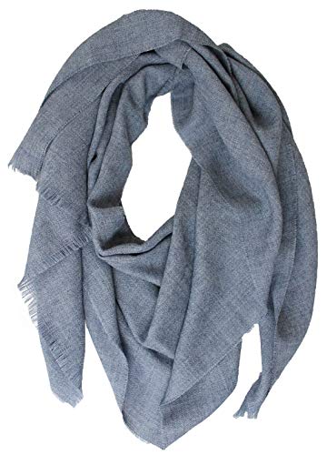 Écharpe d'été femme bleu clair chiné pour les soirées fraîches en terrasse