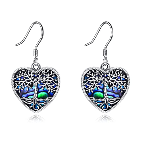 Arbre de vie et cœur en boucles d'oreilles, cadeau pour femme