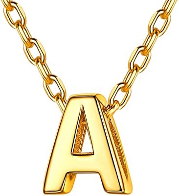 Silvora Sterling Silver Letter Pendant Necklace, Woman 18K Gold Tiny Initials Jewelry Delicate Gift Packaging