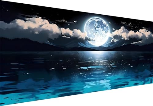 5D Diamond Painting Grande 200x100cm Paysage de Lac de la Lune Kit Complet