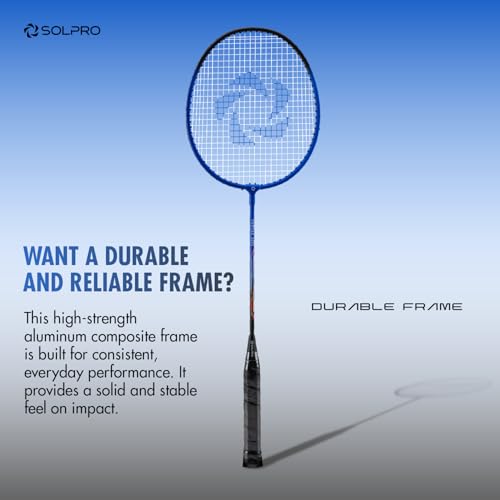 Image of SOLPRO VORTEK 3000 Badminton Racket Set (2 Pcs in 1) for Beginners & Intermediate, Adult & Kids Shuttle Bat with Full Cover Bag, Lightweight Racket with Durable Frame for Practice & Match (Blue /Black)