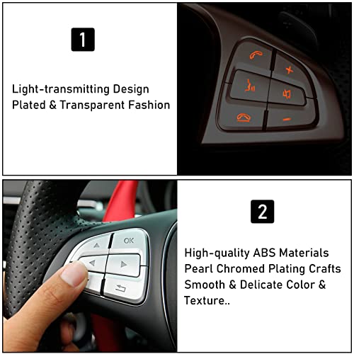 Image of Moonlinks Steering Wheel Button Covers Trim Stickers Compatible with Mercedes Benz A B GLA CLA GLS GLE CLS SL Class,Steering Wheel Button lnner Decoration Sticker 12PCS,Chromed-Silver(Model B)