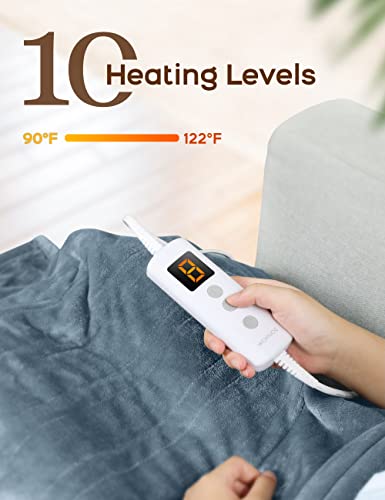 Wchiuoe Heated Blanket, 62"X84" 10 Heating Levels & 2-10H Auto Off Electric Blanket, Machine Washable Soft Flannel Fast Heating Throw Blanket For Bedroom Office Couch #TOP3