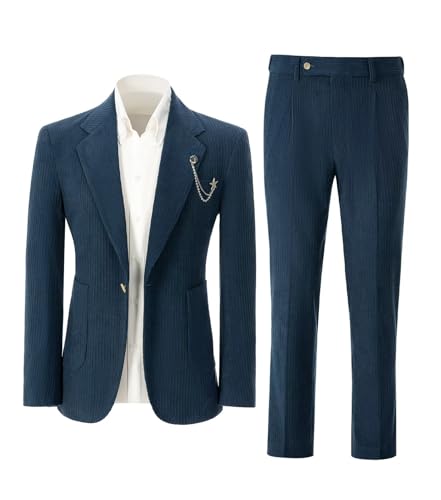 Men's Suits Corduroy 2 Piece Slim Fit One Botton Tuxedo Wedding Suit for Men Formal Blazer Suit for Prom Party2