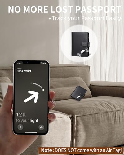 Passport Holder for Travel with AirTag Holder- Leather RFID Blocking Travel accessories with 5 Cards Slot&1ID Window,Magnetic Closure,Gift Box(Air Tag Not Included)2