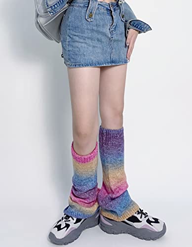Image of WODECASA Girls Kawaii Leg Warmers Knitted Flared Leg Sleeves Goth Crochet Baggy Cuff Ankle Heap Socks
