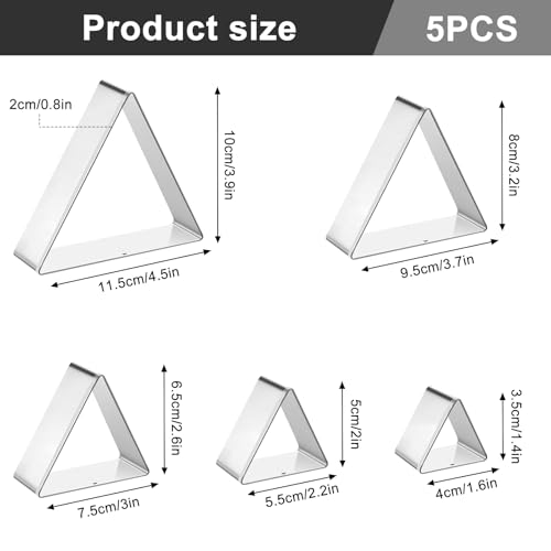 Psyqtsuary 594364_1_26W7CKGP 5Pcs Triangle Cookie Cutter Set Triangle Geometric Cookie Cutters Shapes Geometric Cookie Cutters Shapes Molds Stainless Steel Biscuit Cutters thumb #1