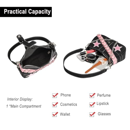 Grunge Shoulder Bag Fairy Grunge Hobo Bag Denim Chain Y2K Purses Crossbody Bag for Women3