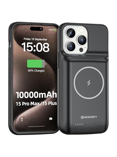 NEWDERY 10000mAh Battery Case for iPhone 15 Pro Max/Plus USB C Qi Wireless Charging Portable Protective Charger Case Battery Pack