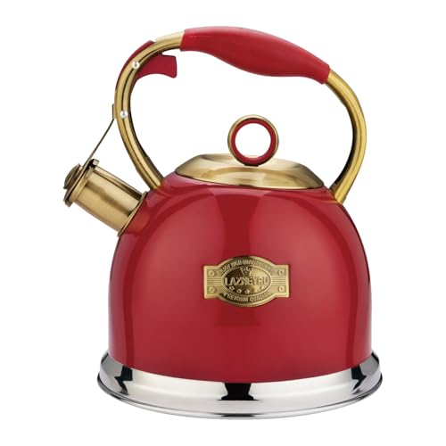 Hervidor de agua con flauta, 3 l, acero inoxidable, con mango resistente al calor, silbante para cocinas...