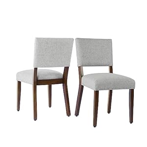 HomePop Open Back Dining Chair | Upholstered Dining Chairs | Dining Chairs Set of 2 with Nailhead Trim | Decorative Home Furniture, Gray Woven
