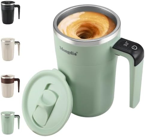 Mongdio green self stirring coffee mug with temperature display