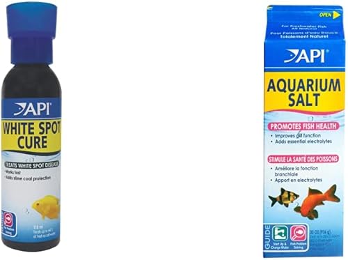 API Liquid Super ICK Cure - Remedio para peces de agua dulce y salada (paquete de 1) y sal de acuario API Sal de acuario de agua dulce, caja de 33