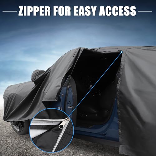 Image of X AUTOHAUX Car Cover for Toyota RAV4 2012-2022 Aluminum Film Outdoor Waterproof Sun Rain Snow Hail Protection with Driver Door Zipper