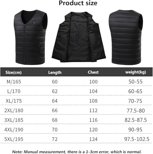 Chaleco térmico JvFbjLF recargable azul 5XL para invierno 7