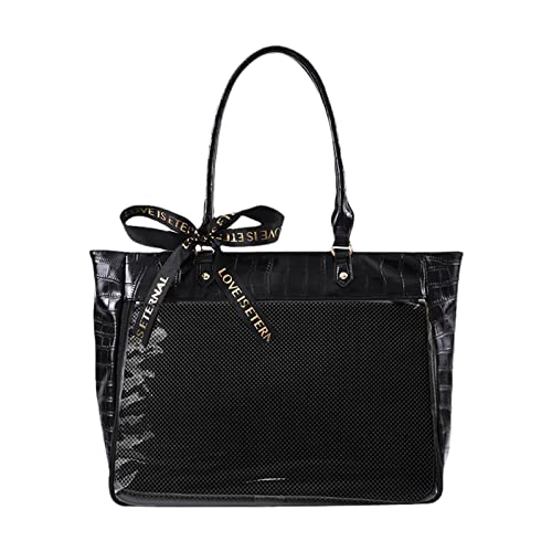 Sac à bandoulière grande capacité en cuir synthétique noir chic