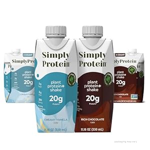 Simply Protein – Chocolate & Vanilla Protein Shakes (8 Pack) – 20g Protein, 8-10g Fiber, 4-5g Sugar, 200 Calories – Vegan, Gluten Free, Non GMO, Dairy Free, Kosher – 8 Shakes (11.16 fl oz, 330 mL)