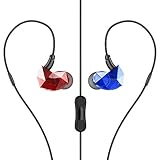 Yi-Tech E6Plus Sound Intone E6 Pro in-Ear Headphones Sport Running Earbuds Noise Isolating Headset with in-Line Mic - Translucent Red/Blue