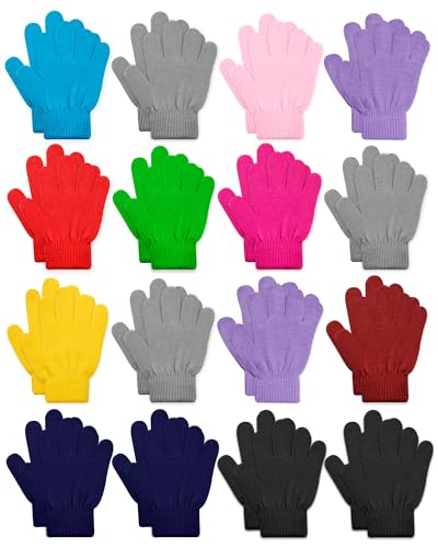 Image of ONESING 16 Pairs Kid Gloves Knitted Children Gloves Bulk for Boys Girls - Stylish and Snug Winter Accessories